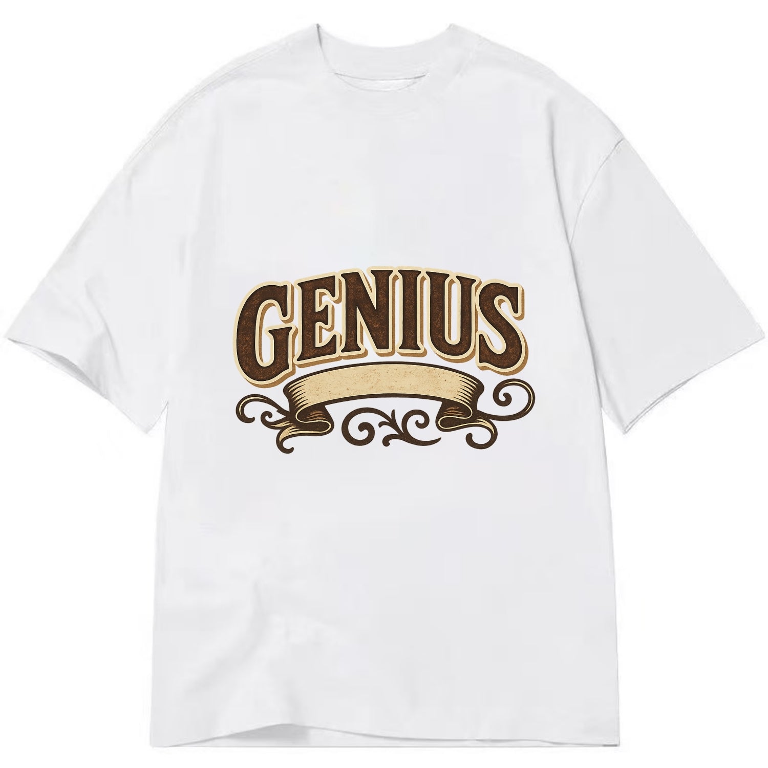 Bold typography design - "GENIUS" - exceptional intelligence, brilliance - Classic T-shirt - White