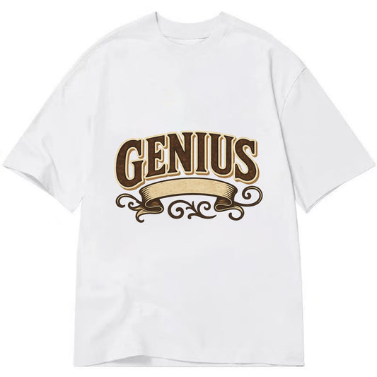 Bold typography design - "GENIUS" - exceptional intelligence, brilliance - Classic T-shirt - White
