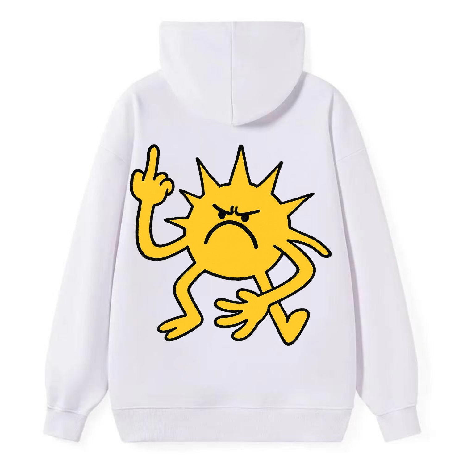 MORNINGS ARE PUNISHMENT | Grumpy sun with middle finger - Classic Pullover Hoodie - White
