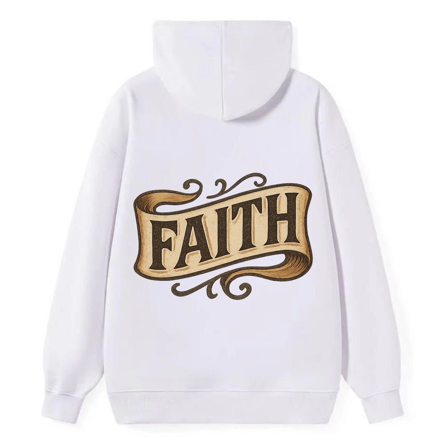 Bold typography design - "FAITH" - trust in the unseen, spiritual strength - Classic Pullover Hoodie - White