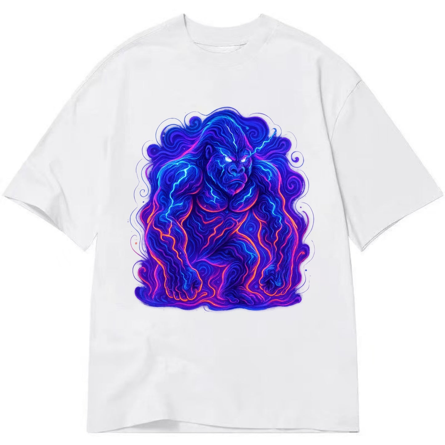 Mighty gorilla with electricity flowing through defined muscles, lightning bolt - Classic T-shirt - White