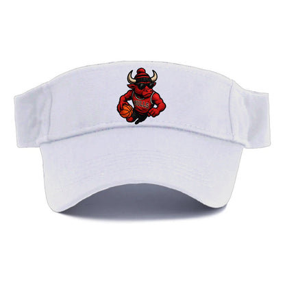 Chicago Bull wearing Bulls red and black beanie with horns design and wayfarer sunglasses - Visor - White