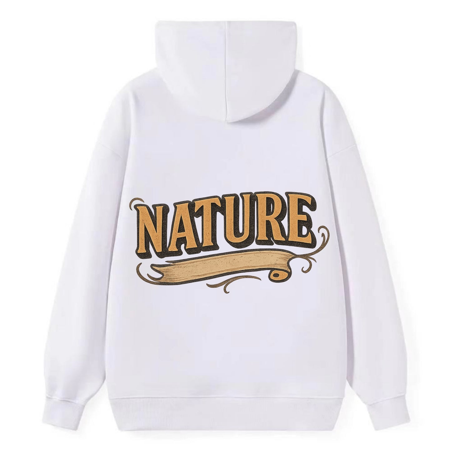 Bold typography design - "NATURE" - natural world, organic - Classic Pullover Hoodie - White
