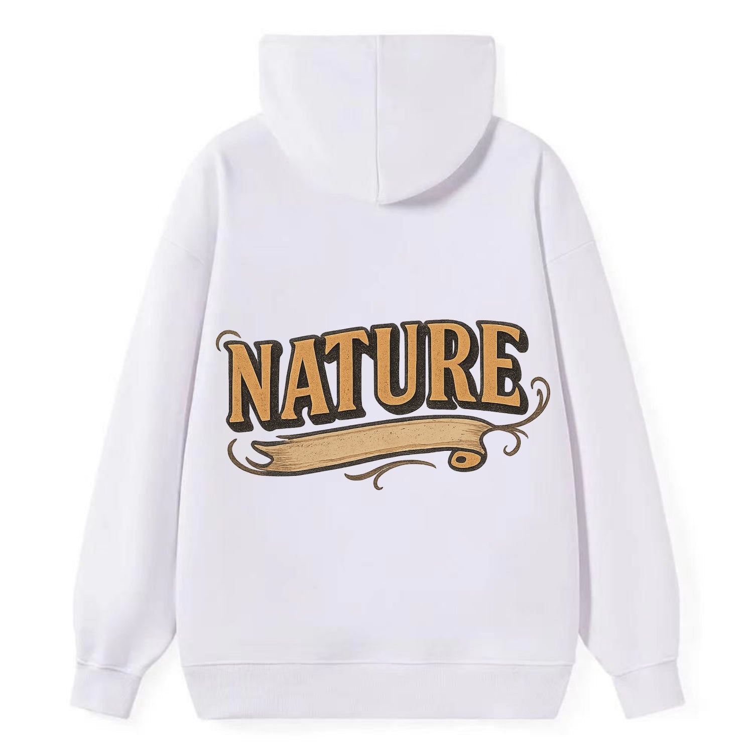 Bold typography design - "NATURE" - natural world, organic - Classic Pullover Hoodie - White