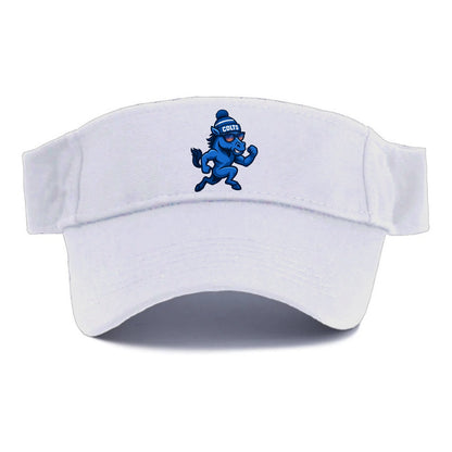 Indianapolis Colt Horse wearing Colts blue and white beanie with pom pom and wayfarer - Visor - White