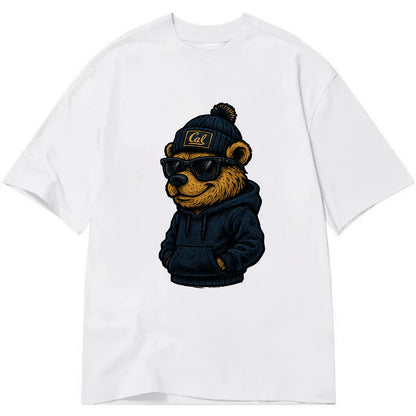 Berkeley Bear wearing Cal beanie with script patch - Classic T-shirt - White