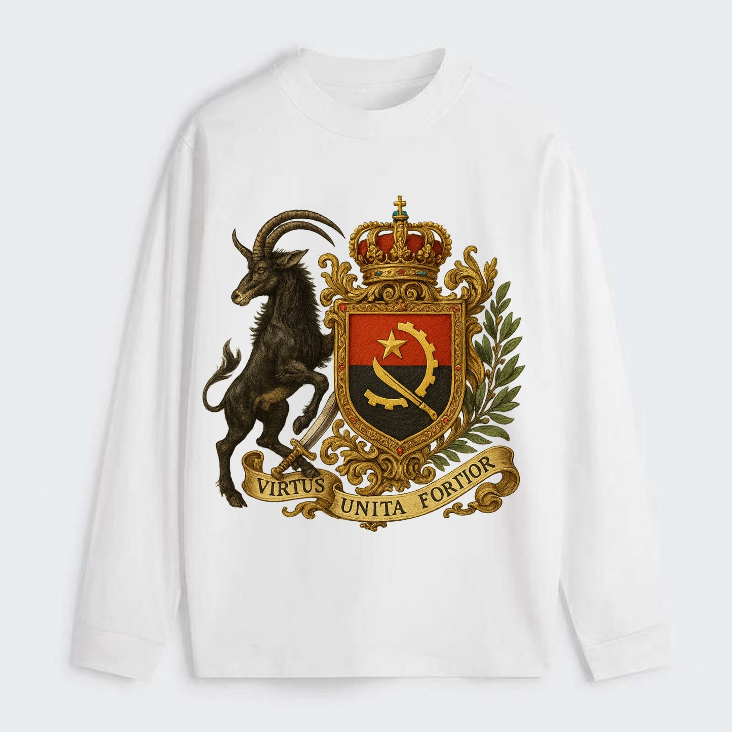 Angola Giant Sable Emblem - Classic Long Sleeve Shirt - White