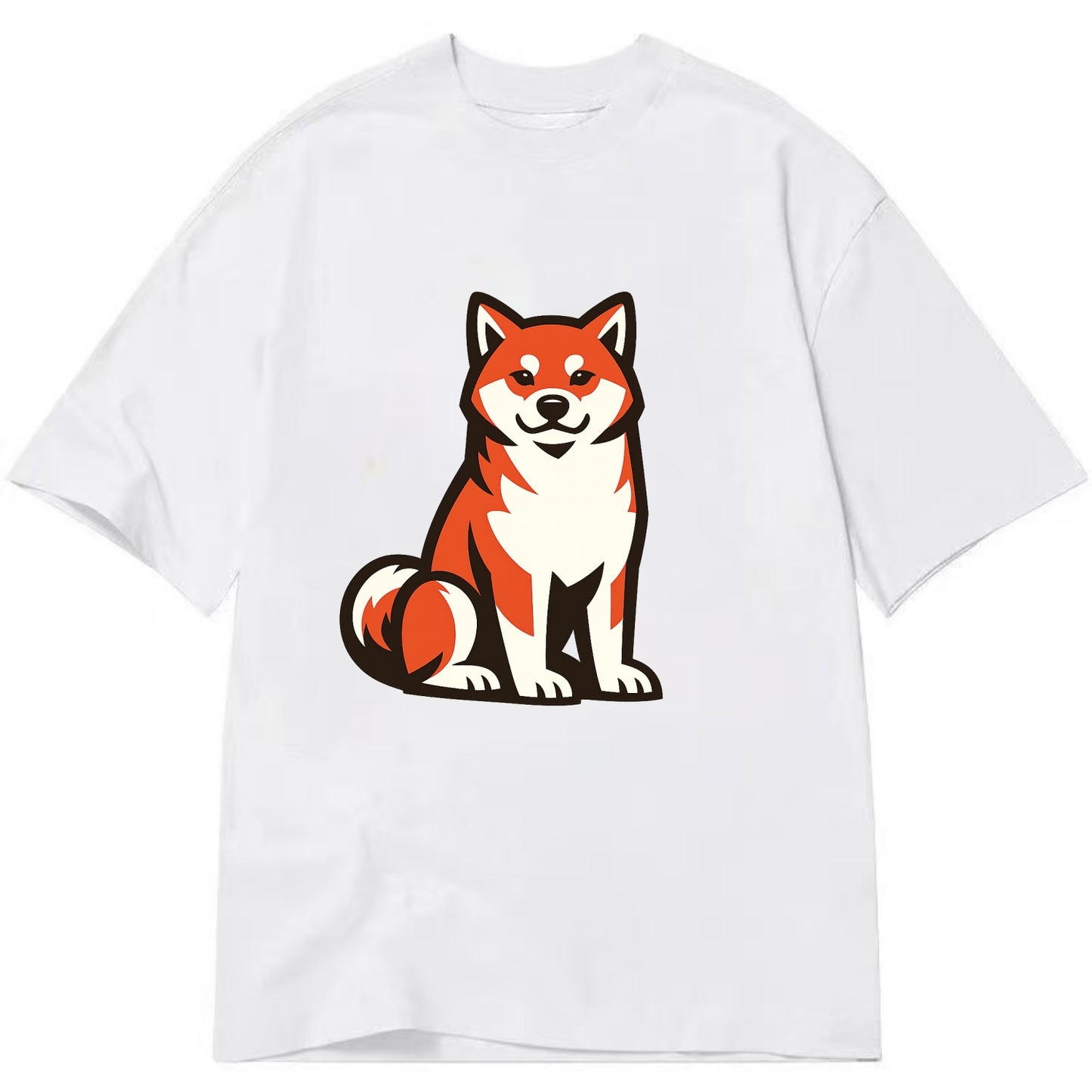 Sitting Shiba Inu Emblem - Classic T-shirt - White