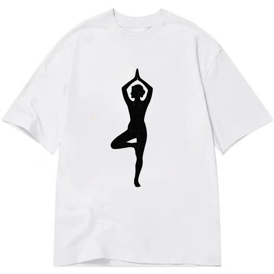 Yogi in tree pose silhouette - Classic T-shirt - White