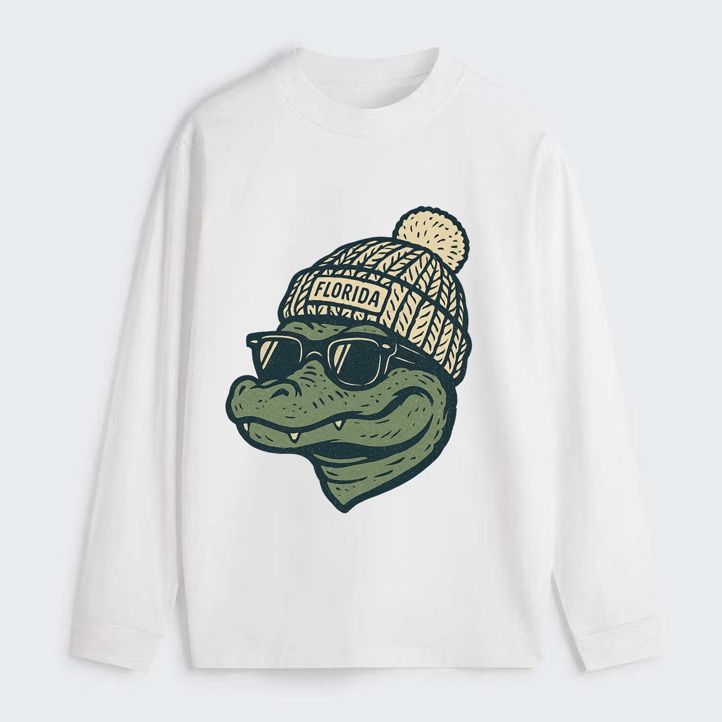 Gainesville Gator wearing Florida beanie - Classic Long Sleeve Shirt - White