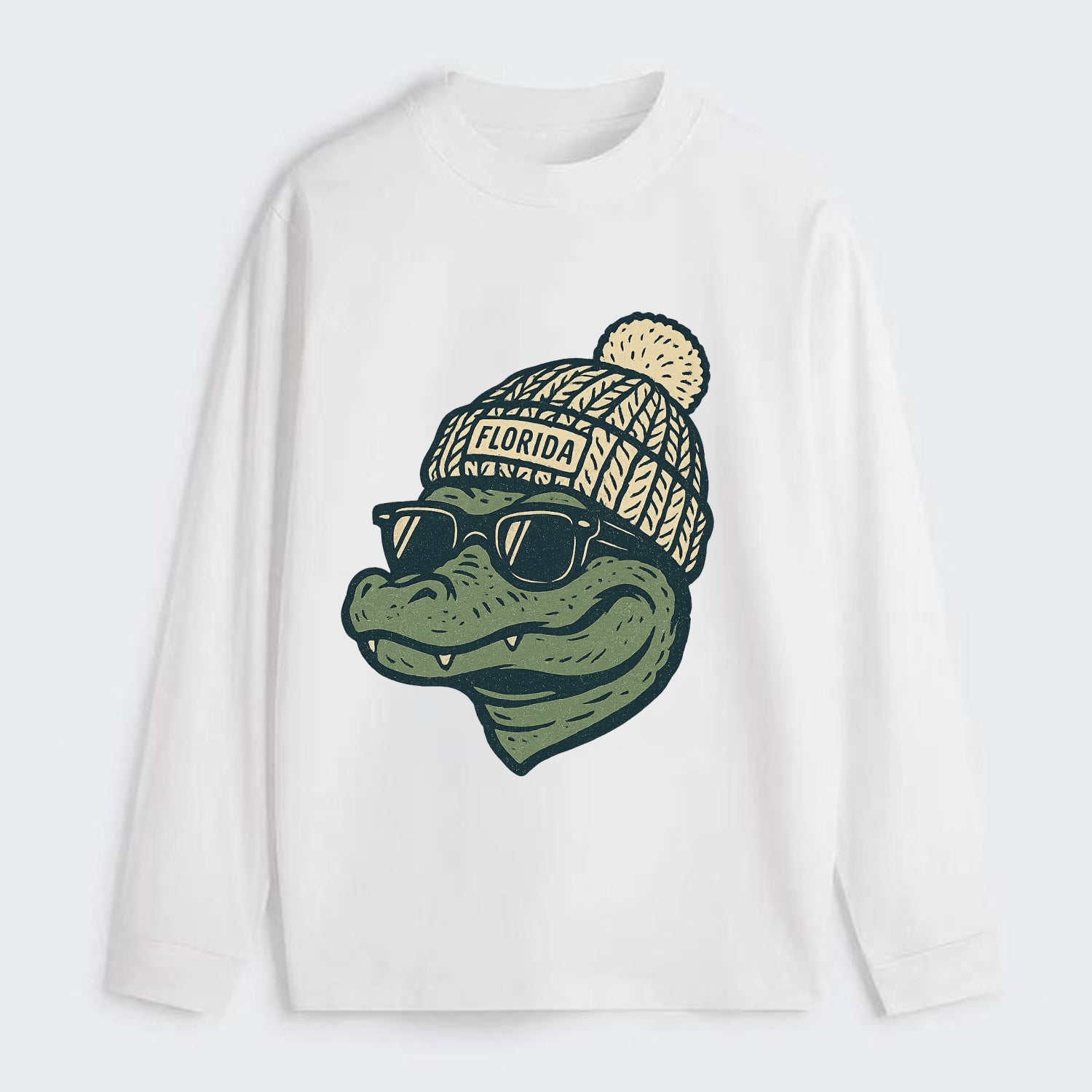 Gainesville Gator wearing Florida beanie - Classic Long Sleeve Shirt - White