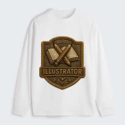 Pencils and sketchbook - illustrator badge - Classic Long Sleeve Shirt - White