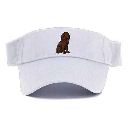 Field Spaniel - Liver colored embroidered sitting design - Visor - White