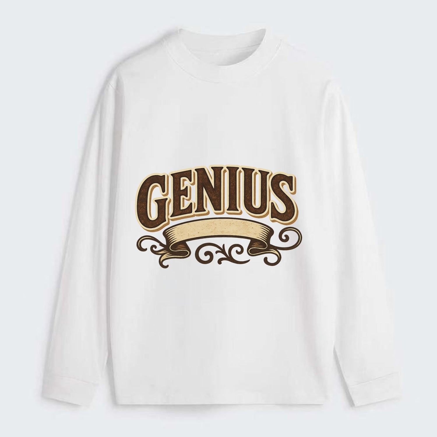 Bold typography design - "GENIUS" - exceptional intelligence, brilliance - Classic Long Sleeve Shirt - White