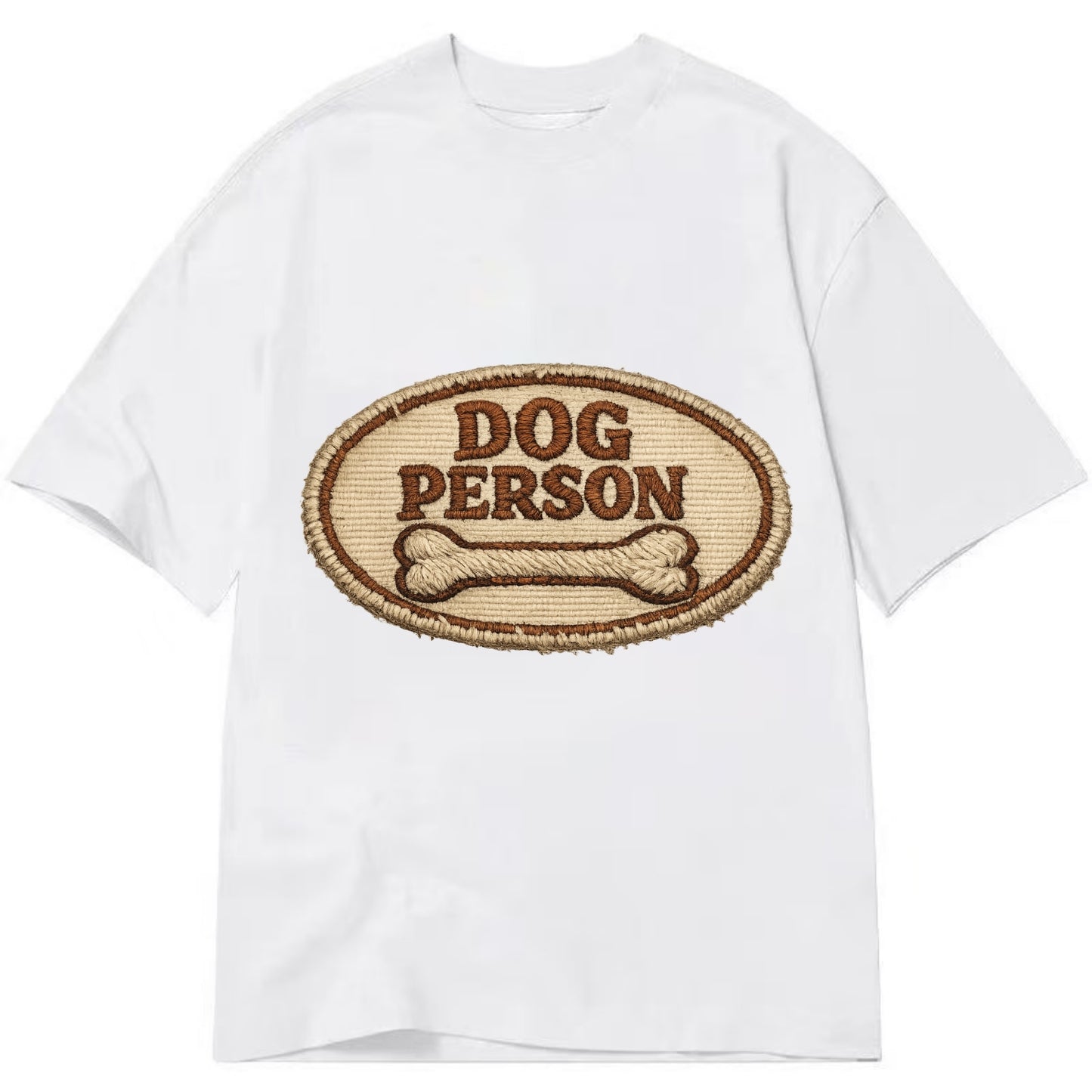 DOG PERSON - simple text with bone in brown , team dog - Classic T-shirt - White