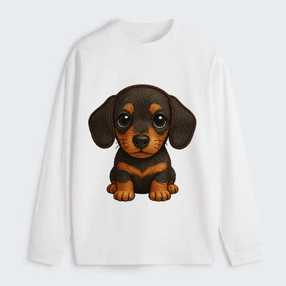 Baby Dachshund Puppy - long body, short legs, floppy ears, curious - Classic Long Sleeve Shirt - White