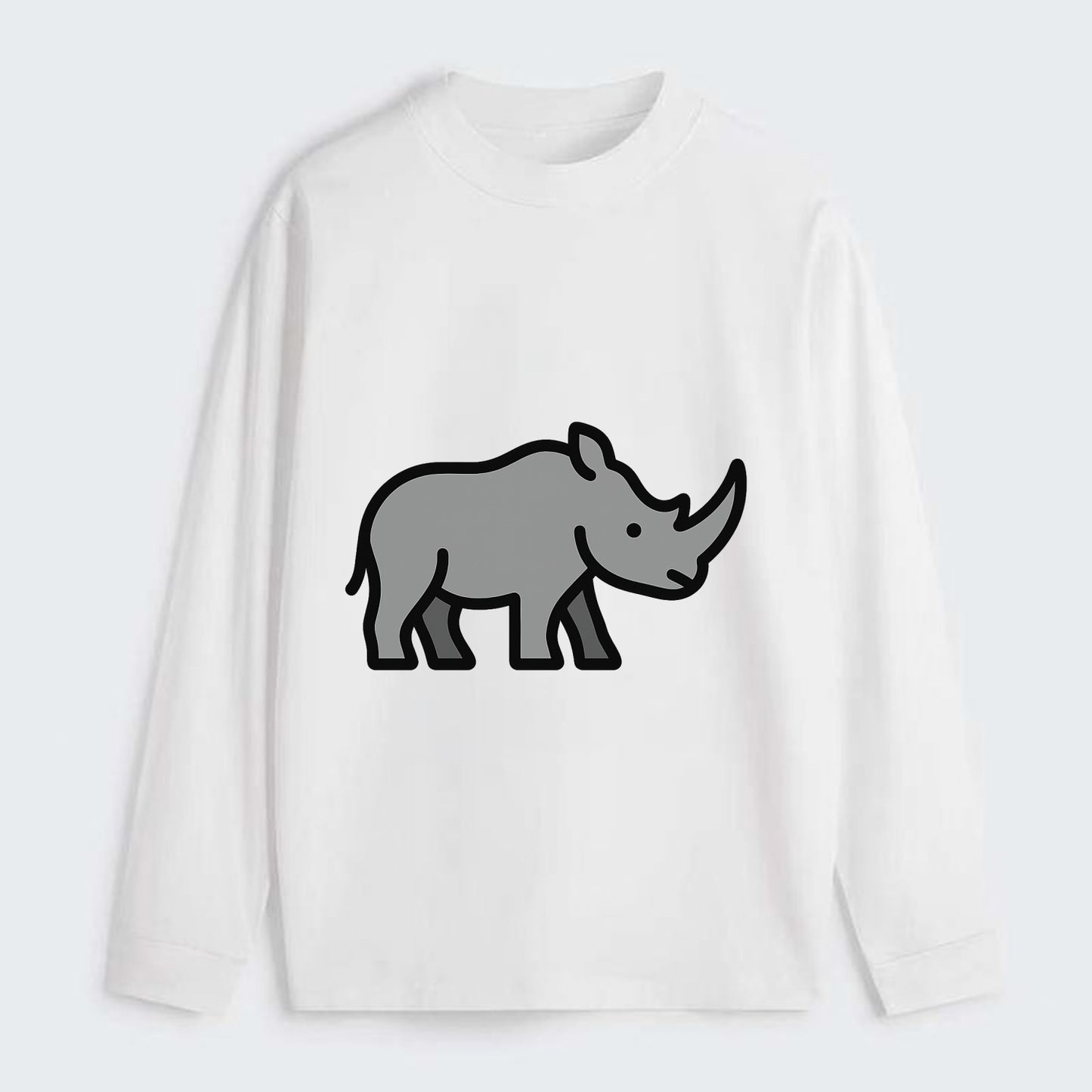 Rhinoceros - Gray with horn flat side profile - Classic Long Sleeve Shirt - White