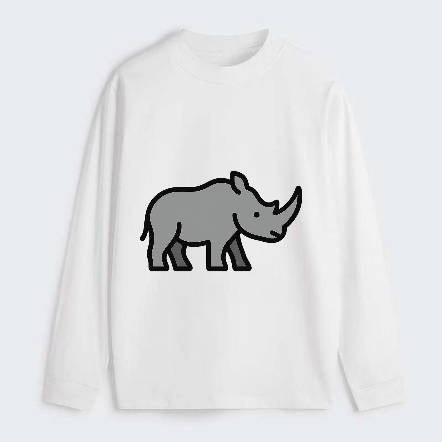 Rhinoceros - Gray with horn flat side profile - Classic Long Sleeve Shirt - White