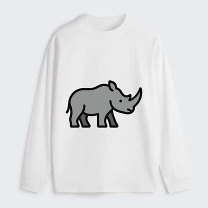 Rhinoceros - Gray with horn flat side profile - Classic Long Sleeve Shirt - White