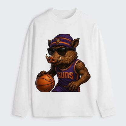 Phoenix Javelina wearing Suns beanie with cactus patch and wayfarer - Classic Long Sleeve Shirt - White