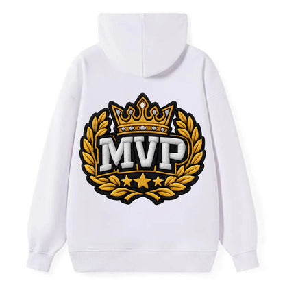 MVP CROWN - crown with laurels in gold , most valuable - Classic Pullover Hoodie - White