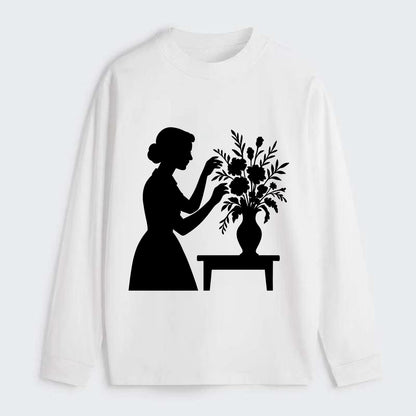 Florist arranging dramatic bouquet - Classic Long Sleeve Shirt - White
