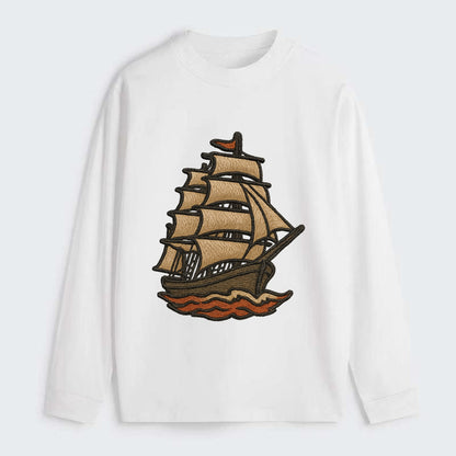 Sailing Ship  - Classic Long Sleeve Shirt - White