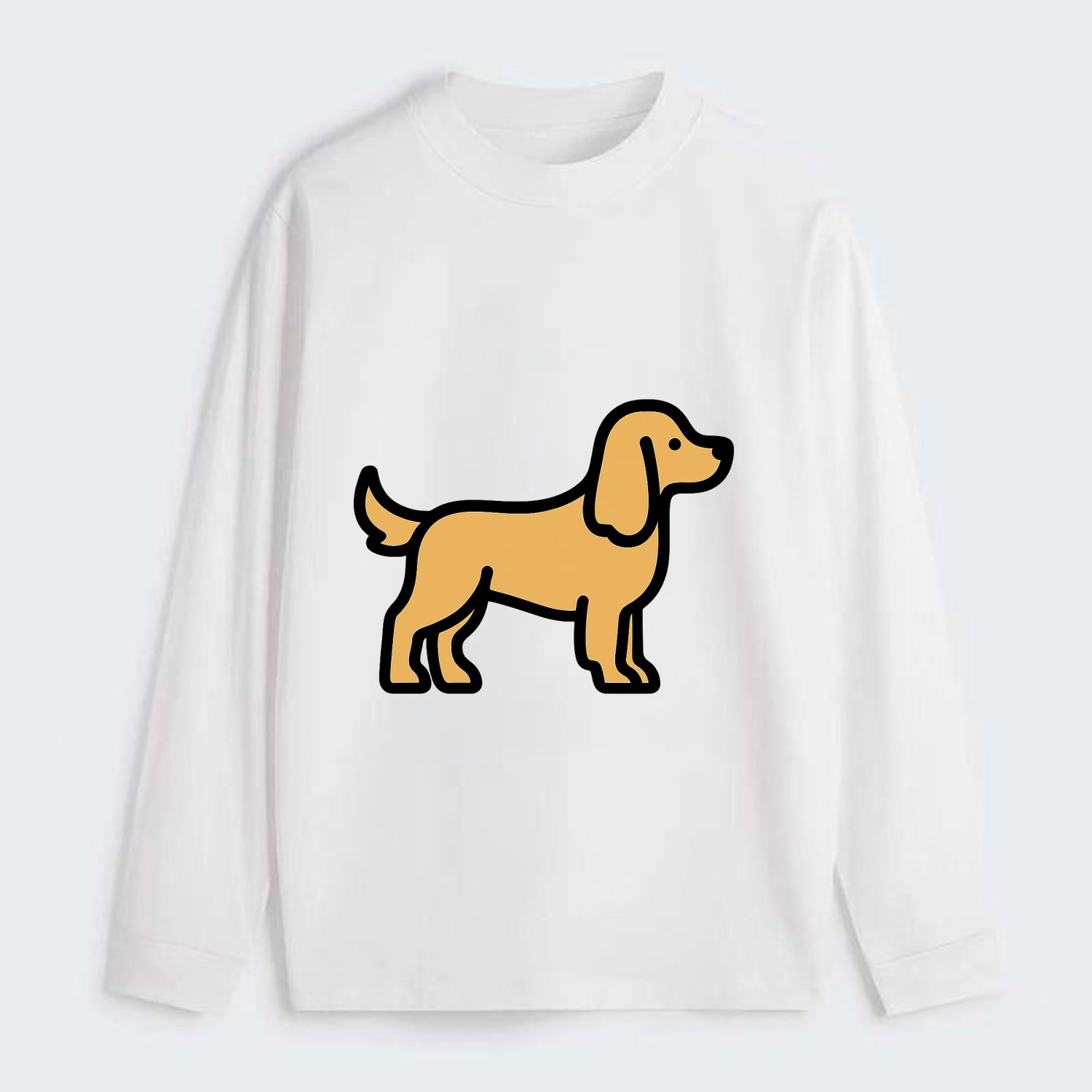 Cocker Spaniel - Golden colored flat side profile - Classic Long Sleeve Shirt - White