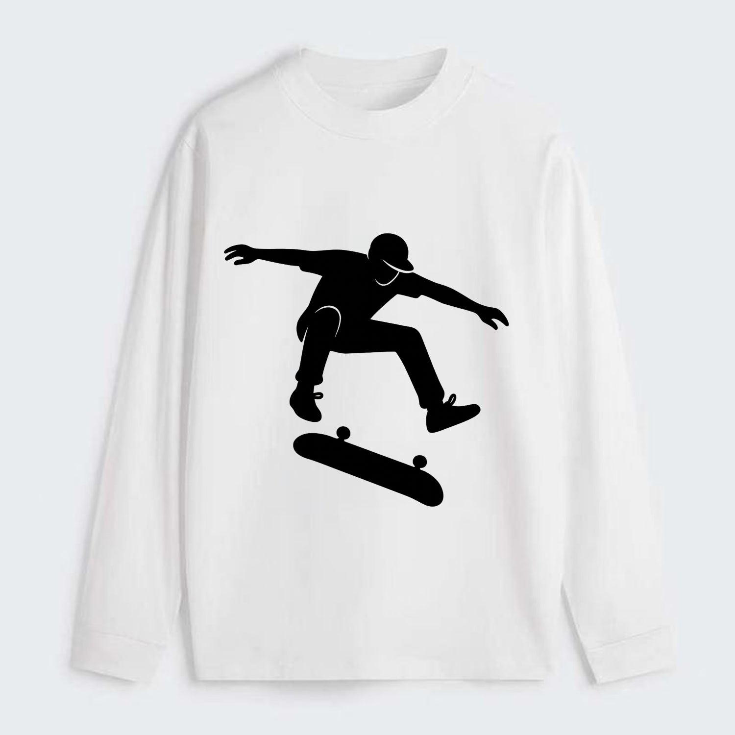 Skateboarder doing kickflip trick - Classic Long Sleeve Shirt - White