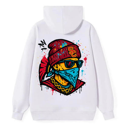 Los Angeles Trojan wearing USC beanie with SC patch - Classic Pullover Hoodie - White