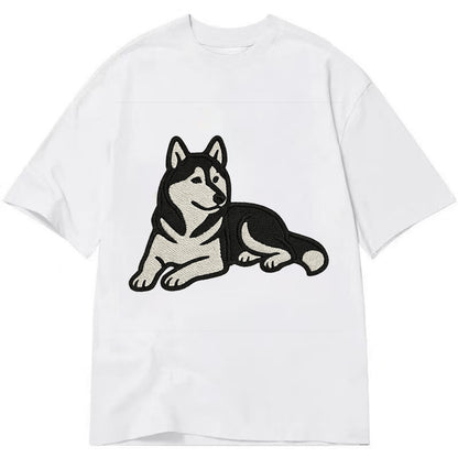 Siberian Husky - Black and white relaxed Classic T-shirt - White
