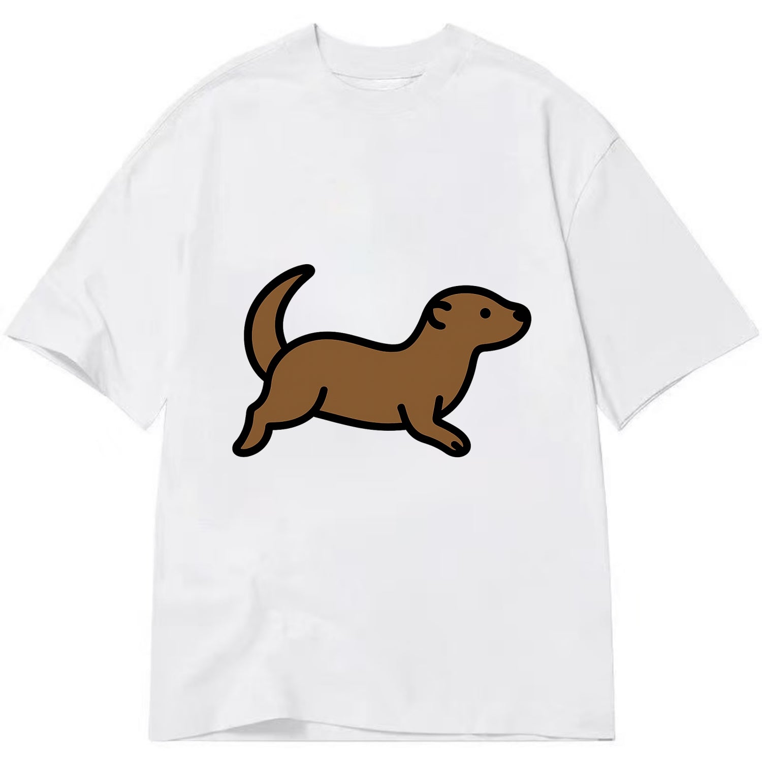 Otter - Brown sleek swimming pose flat side profile - Classic T-shirt - White