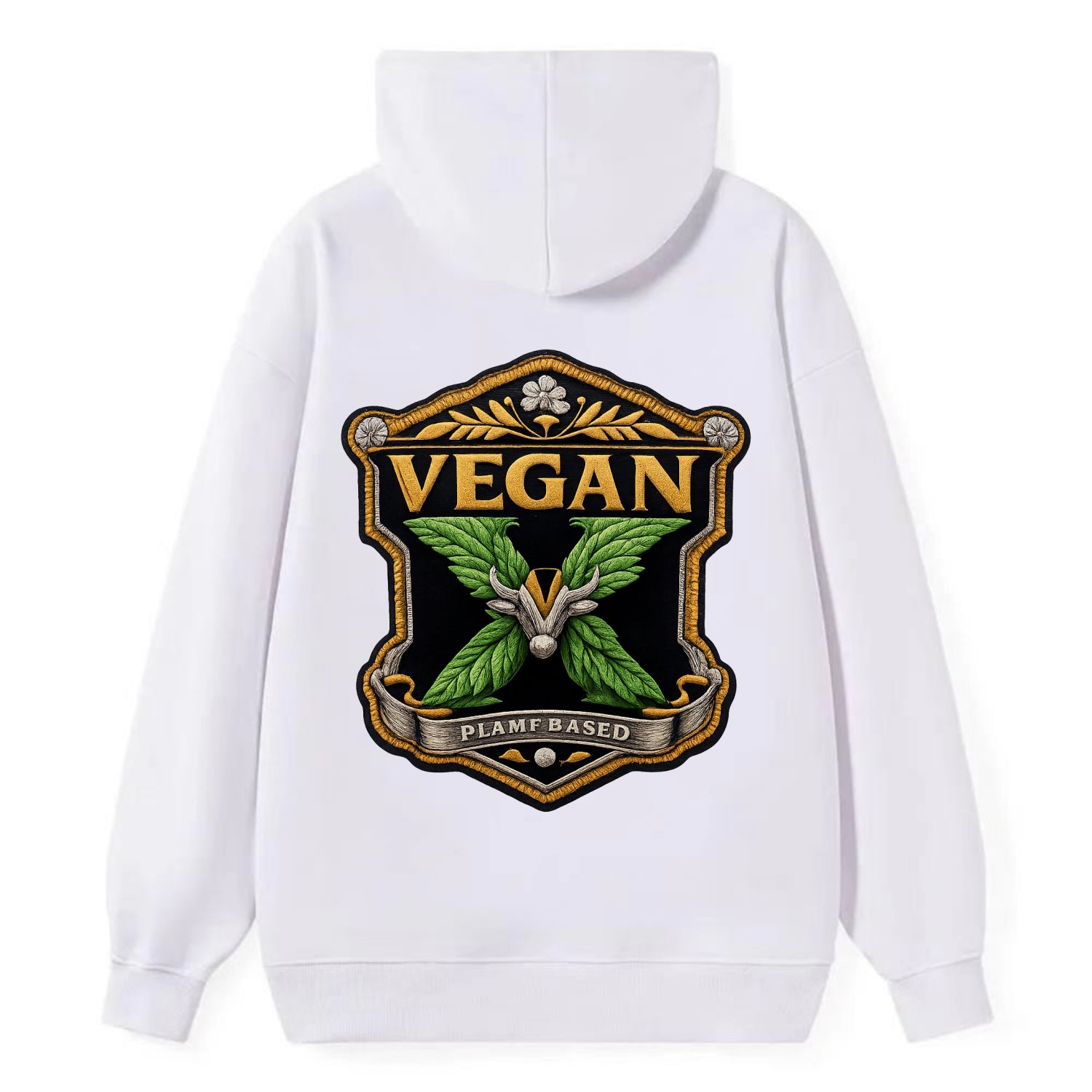 VEGAN X - plant-based symbol in green , animal rights - Classic Pullover Hoodie - White