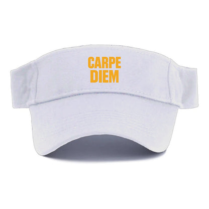 Bold typography design - "CARPE DIEM" - seize the day - Visor - White