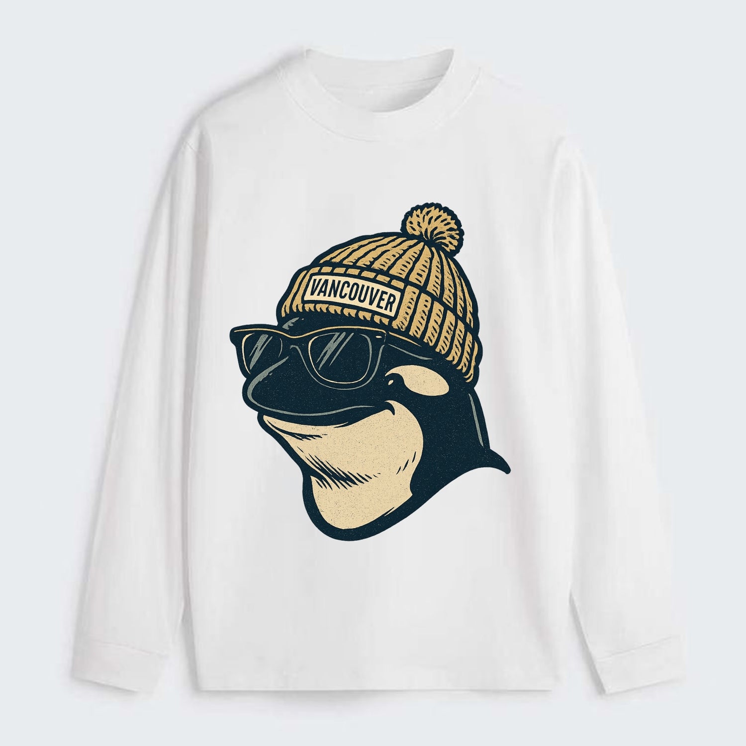 Vancouver Orca wearing Vancouver beanie - Classic Long Sleeve Shirt - White