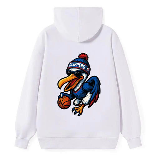 Los Angeles Pelican wearing Clippers beanie with sailboat patch and - Classic Pullover Hoodie