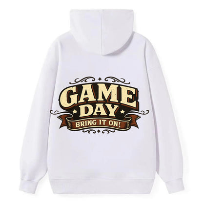 Bold typography design - "GAME DAY" - competition ready, bring it on - Classic Pullover Hoodie - White