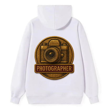 Camera with vintage lens - photographer badge - Classic Pullover Hoodie - White
