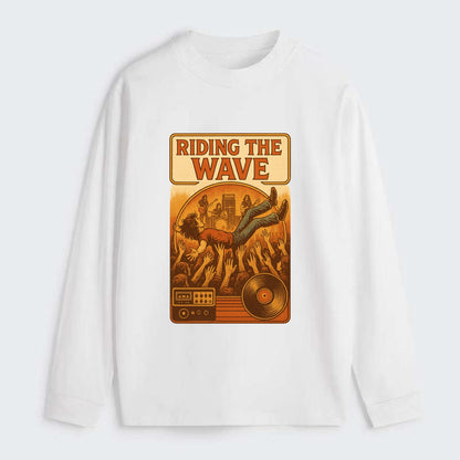 Crowd surfing at packed concert - "Riding the Wave" - concert energy - Classic Long Sleeve Shirt - White