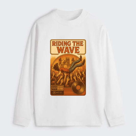 Crowd surfing at packed concert - "Riding the Wave" - concert energy - Classic Long Sleeve Shirt - White