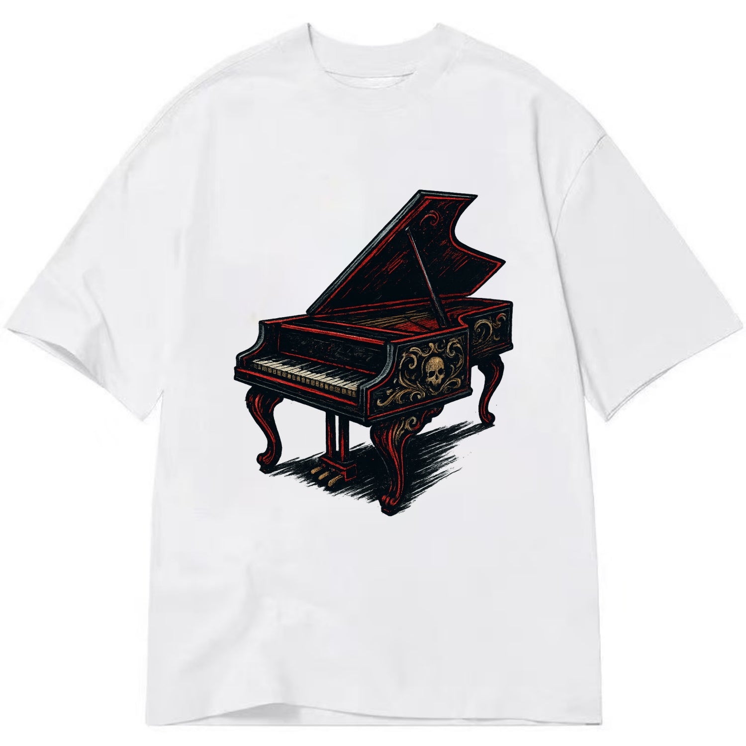 Harpsichord with baroque decorative styling - Classic T-shirt - White