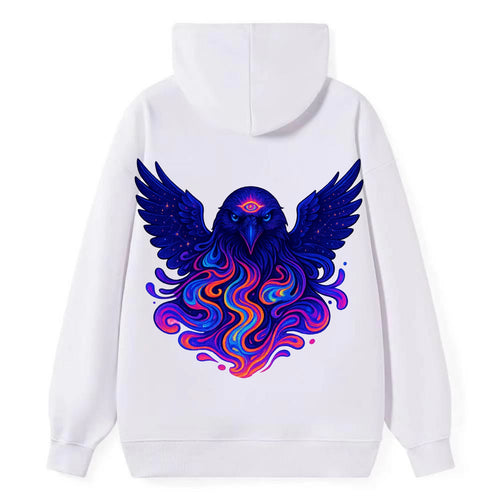 Mysterious raven with feathers showing future visions in neon colors, - Classic Pullover Hoodie