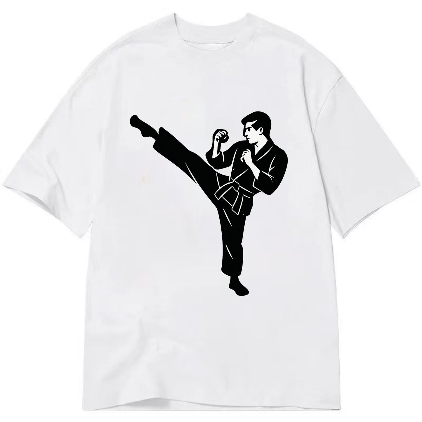 Martial artist performing a high kick - Classic T-shirt - White