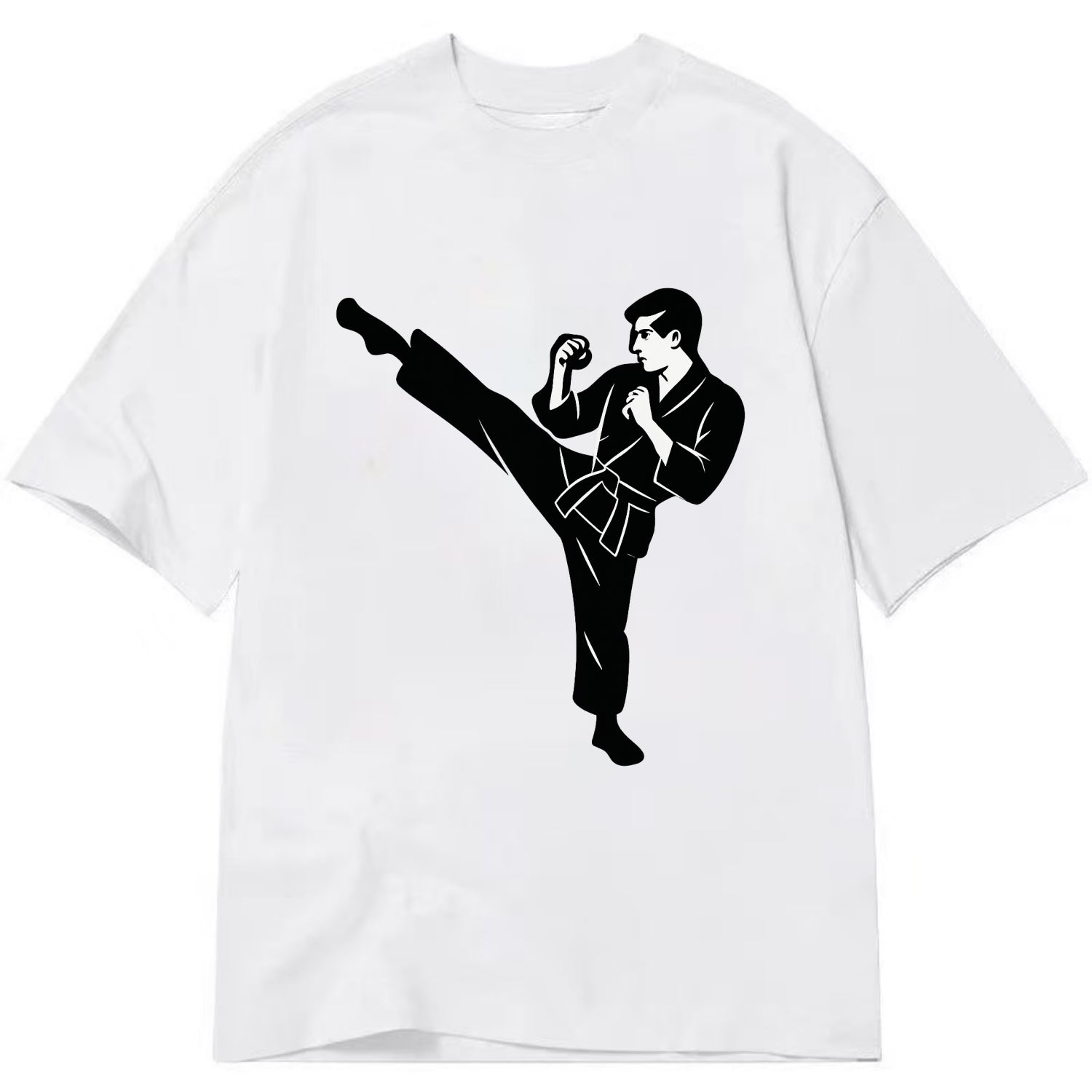 Martial artist performing a high kick - Classic T-shirt - White
