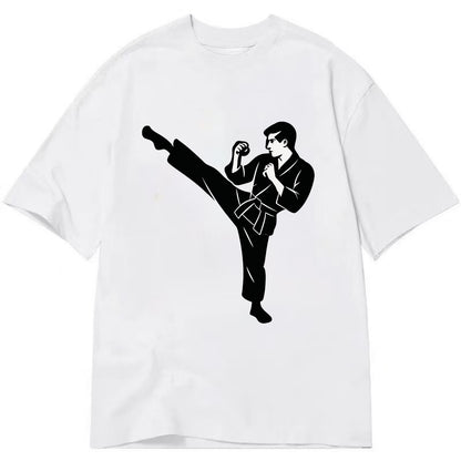 Martial artist performing a high kick - Classic T-shirt - White