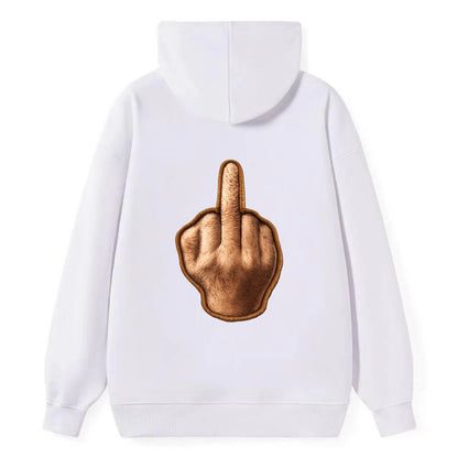 MIDDLE FINGER - hand gesture in skin tone , attitude - Classic Pullover Hoodie - White