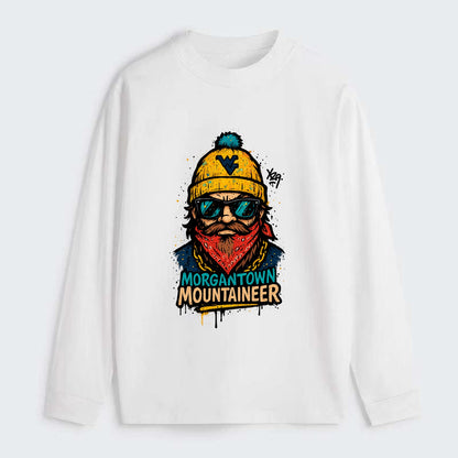 Morgantown Mountaineer wearing West Virginia beanie with WV patch - Classic Long Sleeve Shirt - White