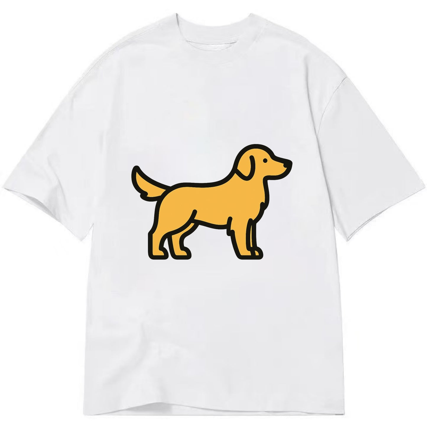 Golden Retriever - Golden colored flat side profile - Classic T-shirt - White