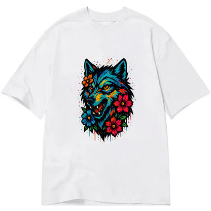 Floral Wolf Garden  - Classic T-shirt - White
