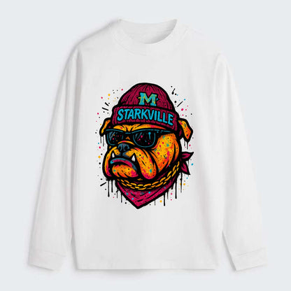 Starkville Bulldog wearing Mississippi State beanie with M patch - Classic Long Sleeve Shirt - White